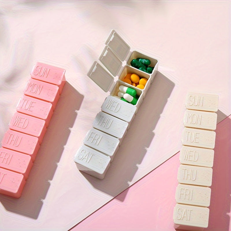 Women Men Kids Braille Pill Organizer 7 Compartments Food Safe Plastic