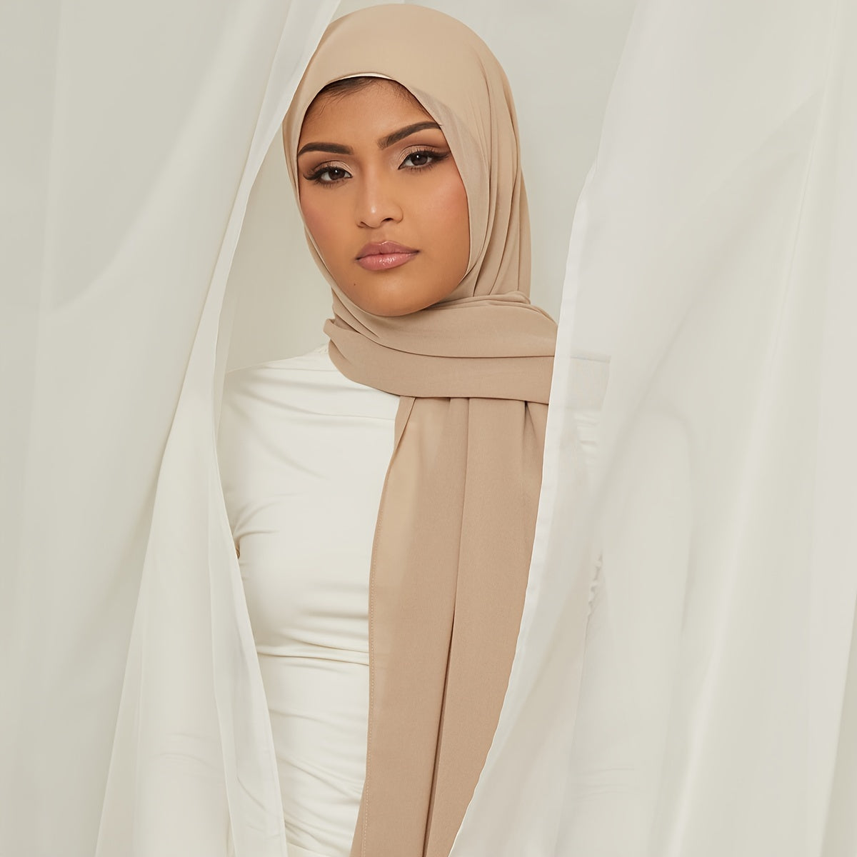 Women's Solid Color Chiffon Scarf - Lightweight and Breathable, Elegant and Simple Style, Windproof and Sun Protection Shawl