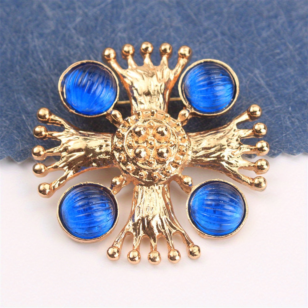 Baroque Crown Brooch with Rhinestones Elegant Jewelry for Outfits and Accessories