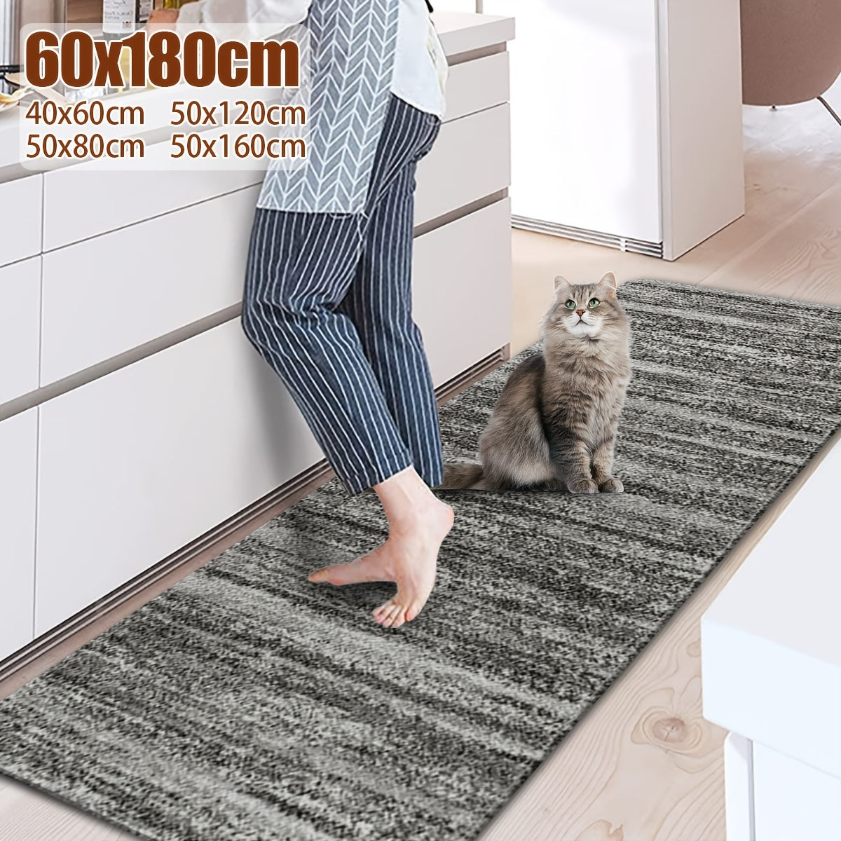 Boho Trellis Kitchen Rug Non-Slip Absorbent Waterproof Stain-Resistant Floor Mat