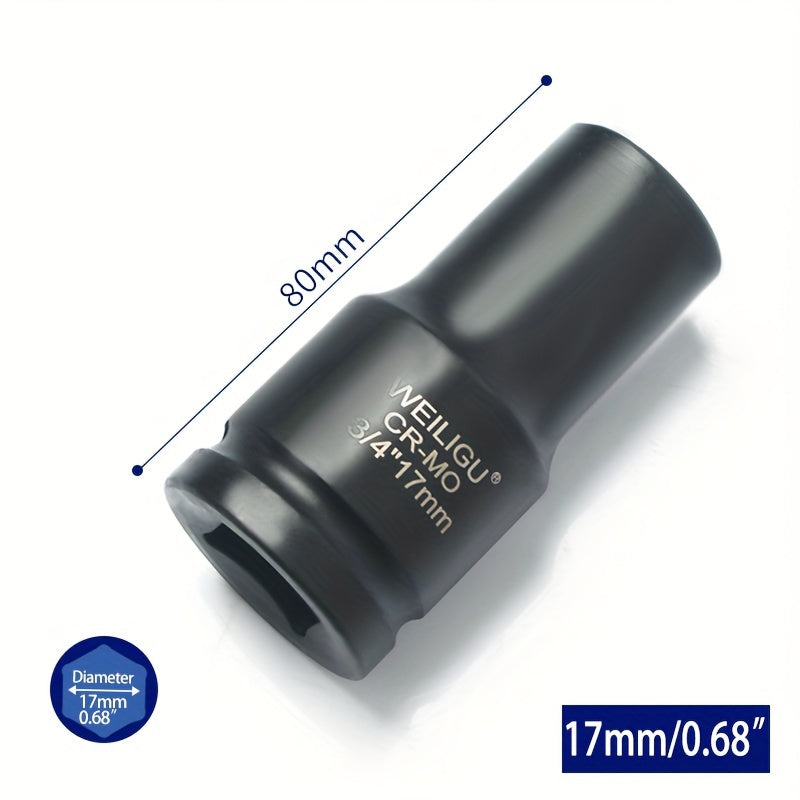 Тяжелая пневматическая головка-ключ 3/4 дюйма, средняя длина, хром-ванадий