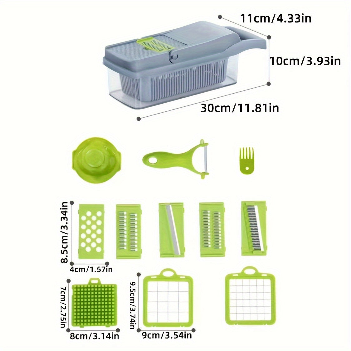 14-in-1 Vegetable Chopper Fruit Slicer Set Stainless Steel Blades