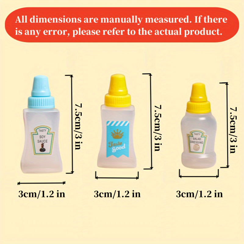 Set of 4 Mini Sauce Bottles for Condiments and Spices for Lunches and Picnics