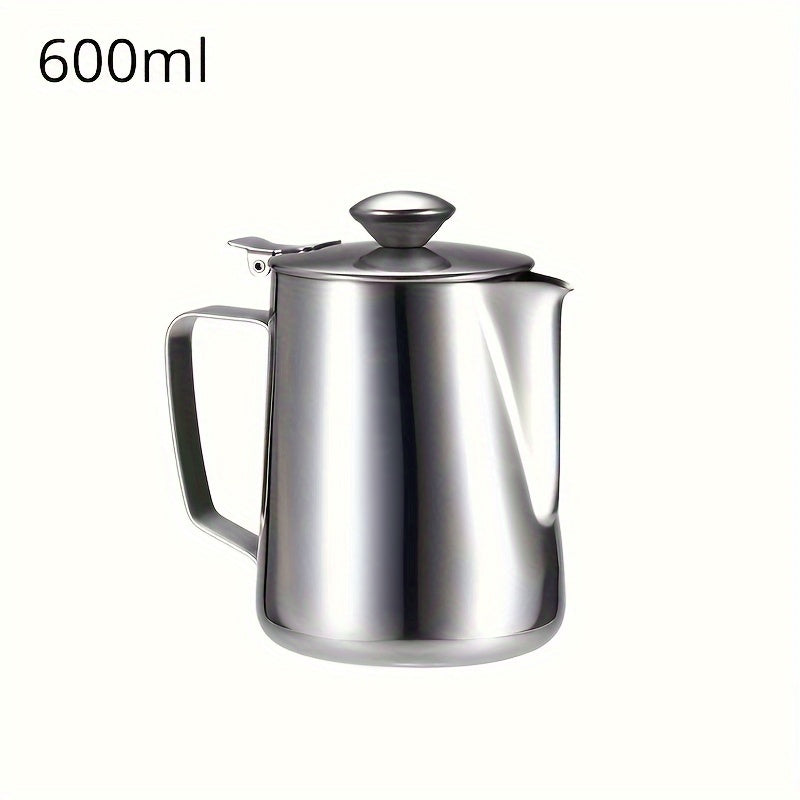 Stainless Steel Milk Frothing Pitcher with Lid for Espresso, Lattes, Cappuccinos