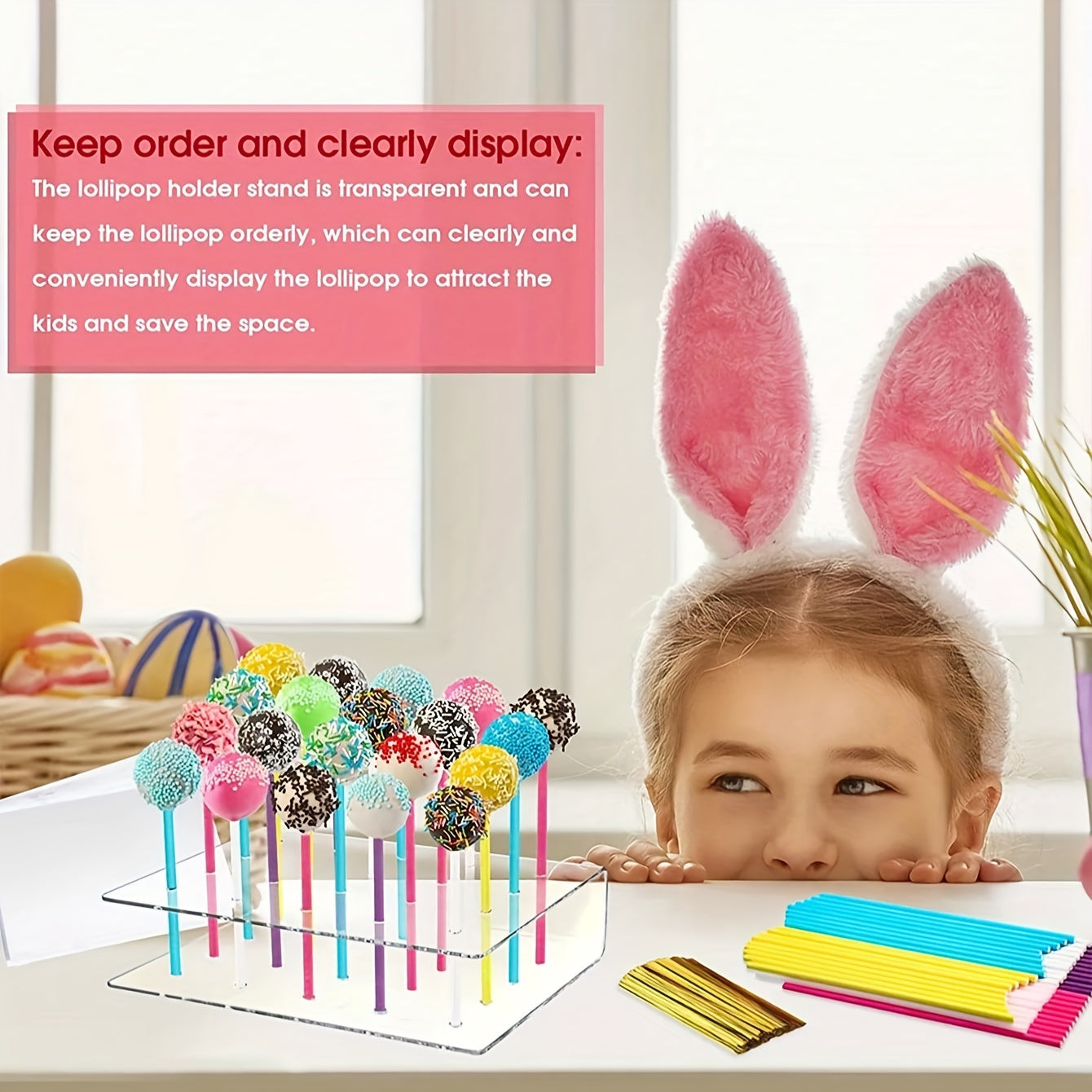 Acrylic White Cake Pop Stand for Weddings, Showers, Birthday Parties