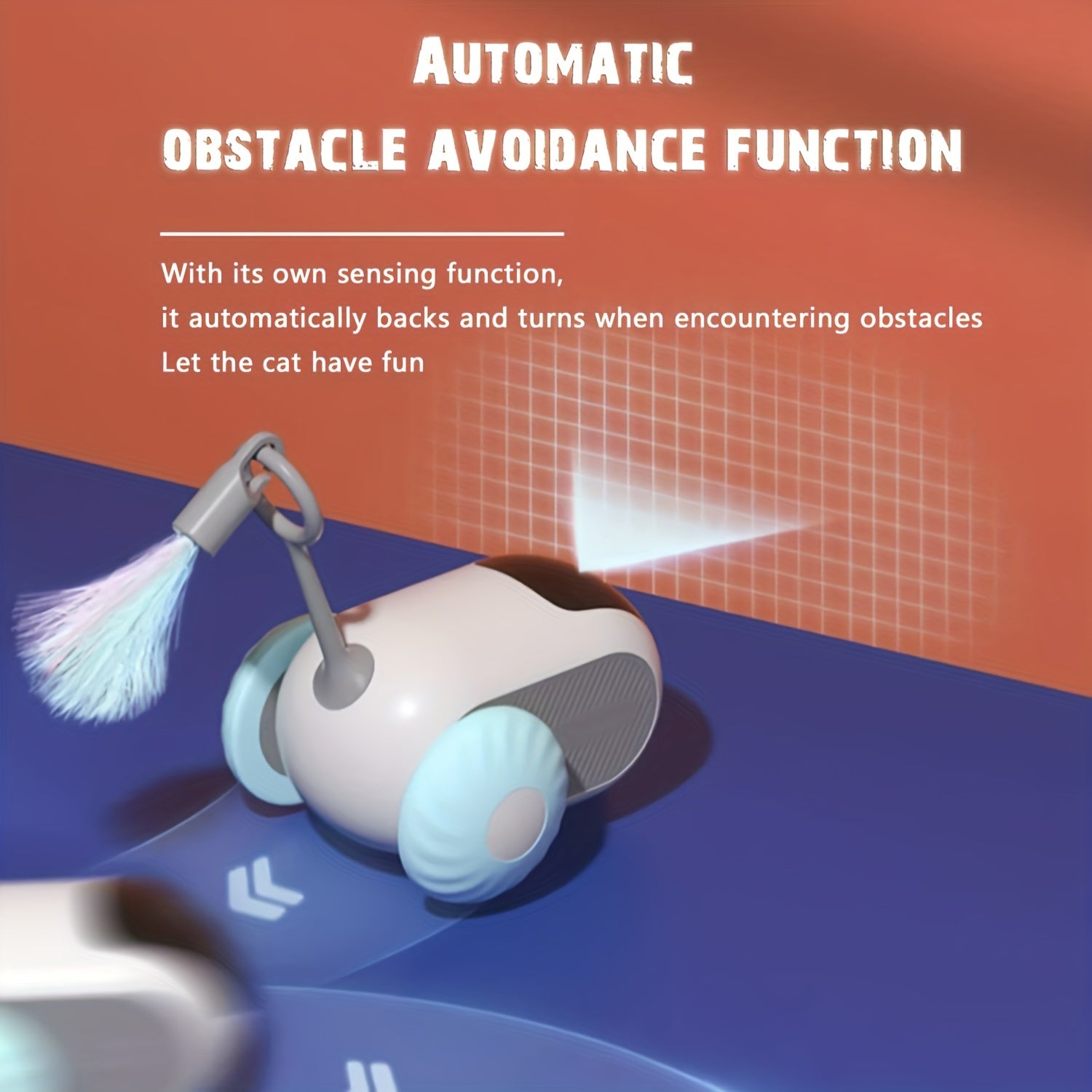 Electric Cat Toy Car with Remote Control and Autopilot Mode for Interactive Play