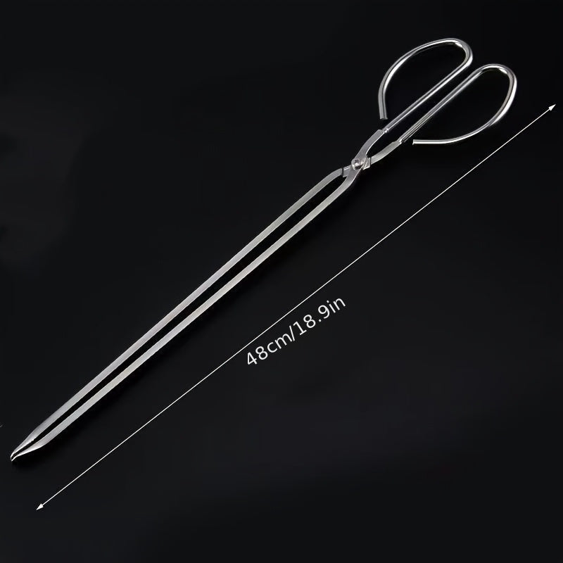 Stainless Steel Tongs with Non-Slip Head, Extended Handle, Wide Grip for Kitchen Camping and Garbage