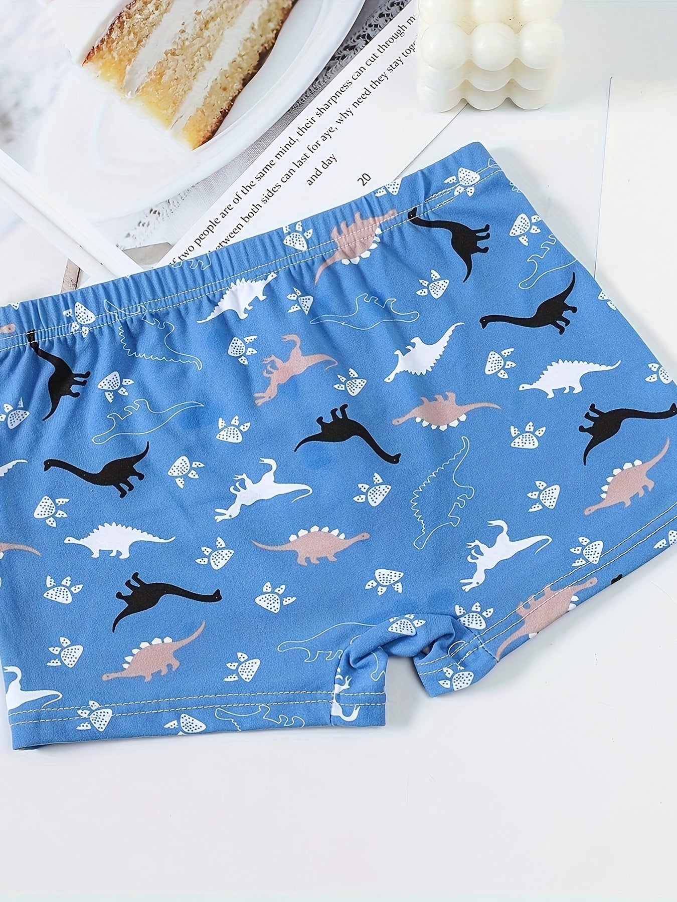Boys 3-Pack Cotton Blend Boxer Briefs with Dinosaur Patterns, Breathable Comfortable Underwear