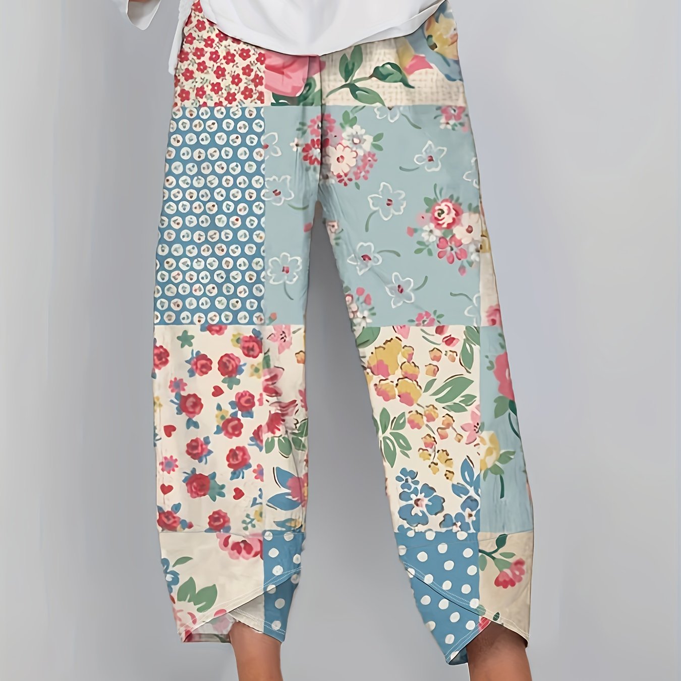 Plus Size Women's Elegant Long Pants Fashionable Wide Leg Trousers