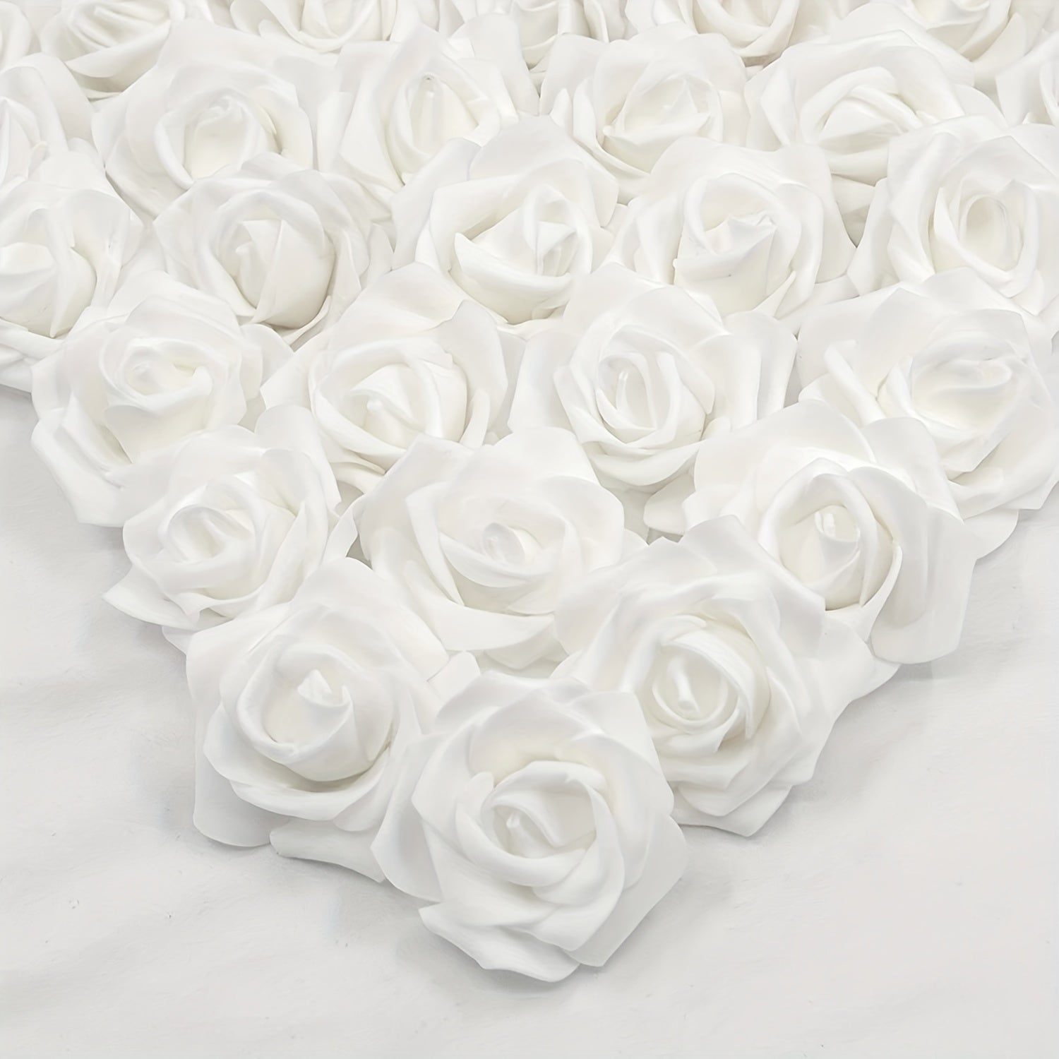 50 Pieces Artificial Foam Rose Flower Heads Ivory White for Wedding Party Home Decor