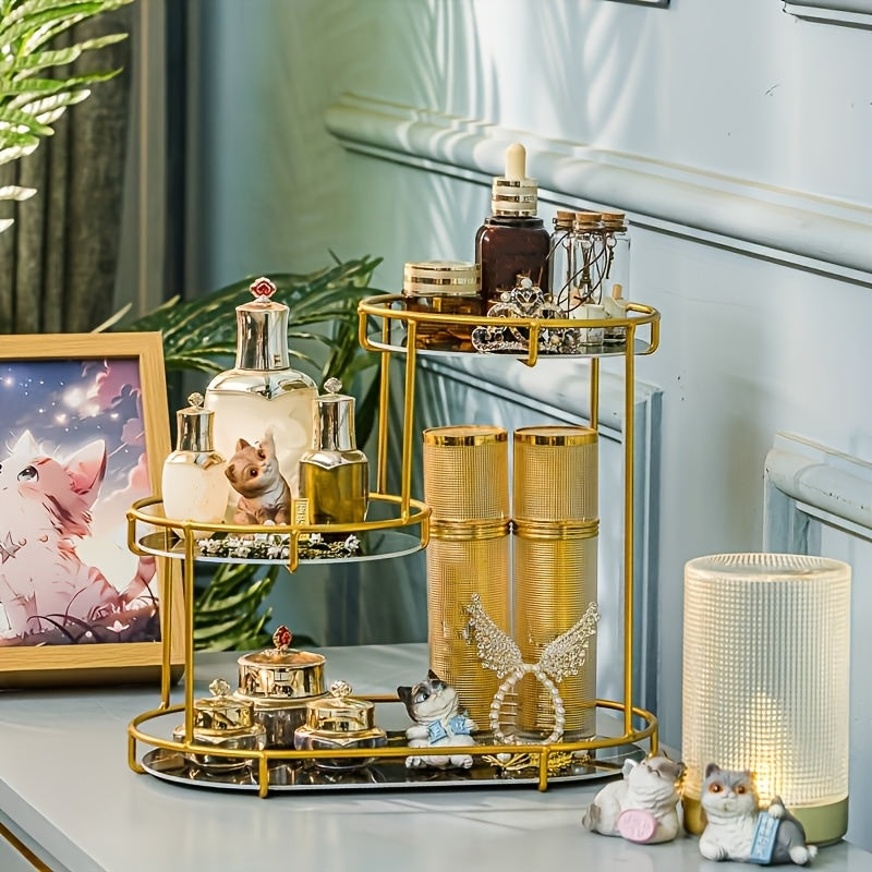 Metal Bathroom Organizer with Multiple Tiers and Display Shelf for Cosmetics and Toiletries