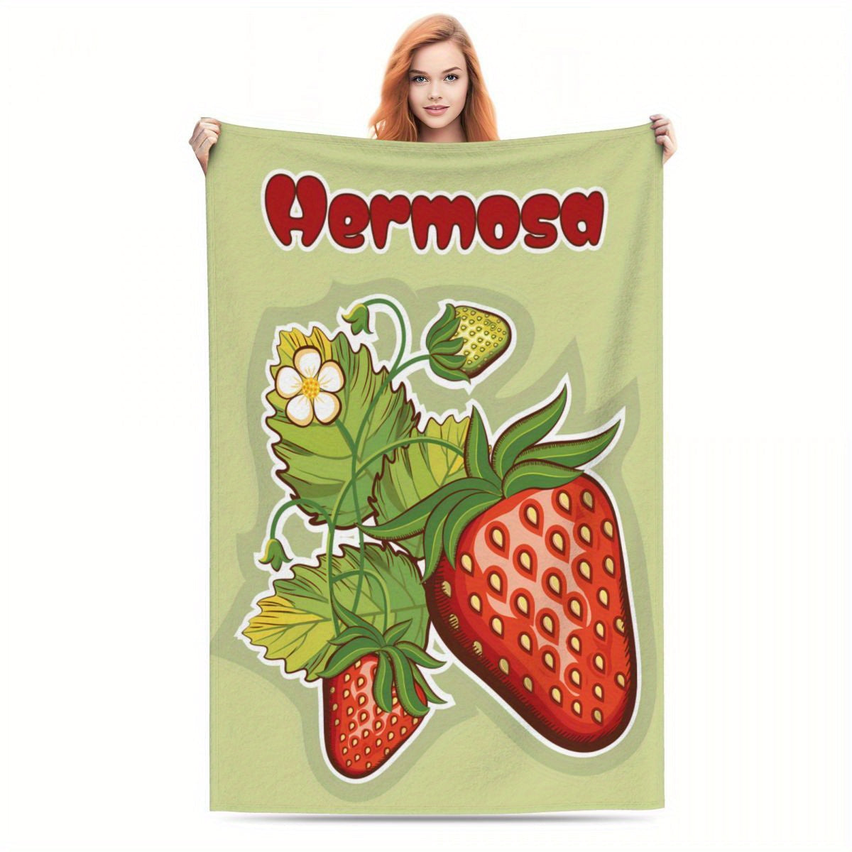 Personalized Strawberry Blanket for Girls and Women Soft Lightweight Throw for Travel and Gifts