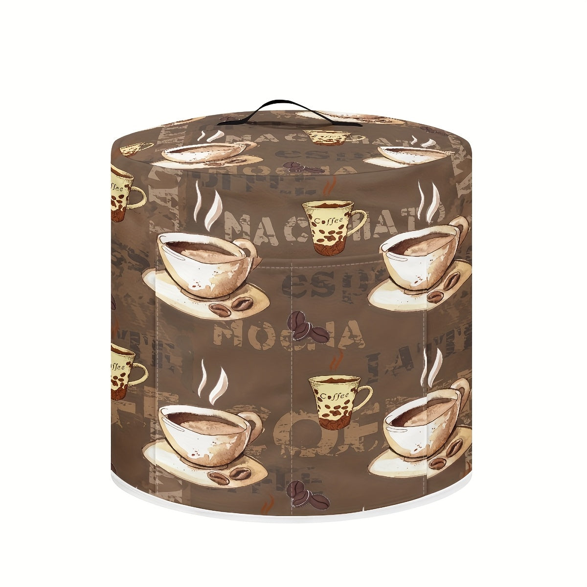 Funda de polvo para olla arrocera con temática de café con asas, bolsillo para pañuelos, poliéster, decoración de cocina