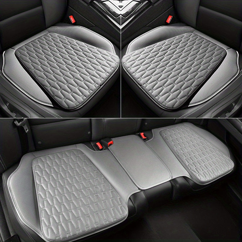 Universal All-Season Car Seat Cushion Cover Breathable PU Leather Quilted