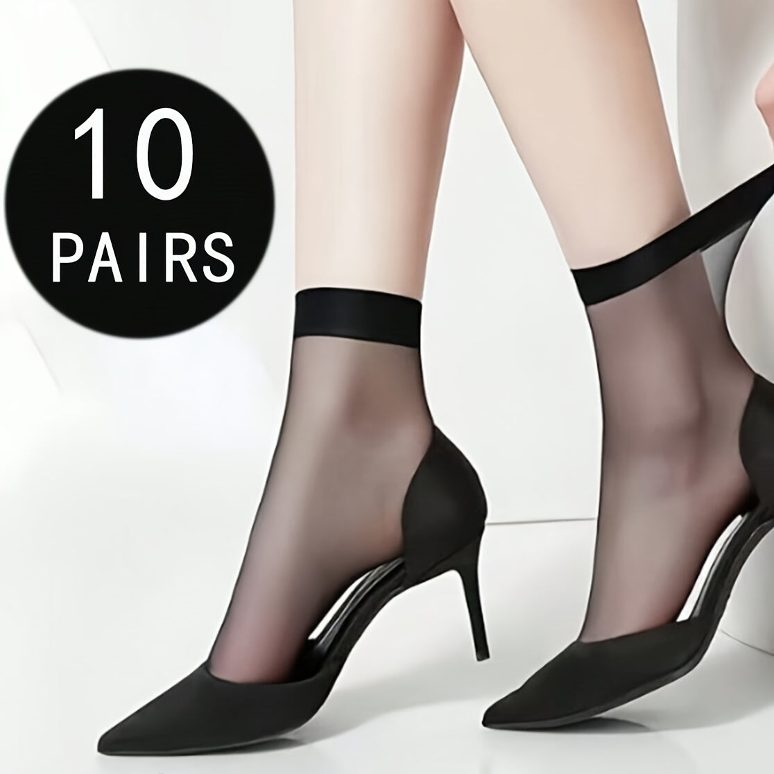 10 пар женских летних носок однотонного цвета, легкие и приятные к коже, универсальные и модные, удобные носки средней длины.