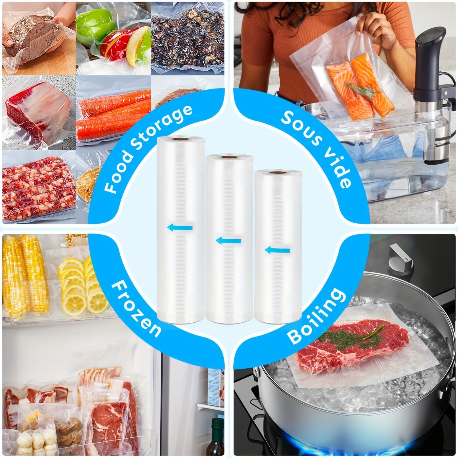 Vacuum Sealer Bags 3m Food Storage Bags BPA-Free 7-Layer Diamond Pattern