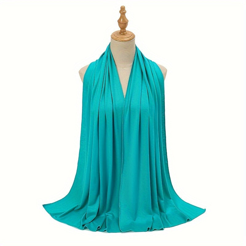 Windproof Sunscreen Shawl for Women Soft Breathable Muslim Hijab Solid Color
