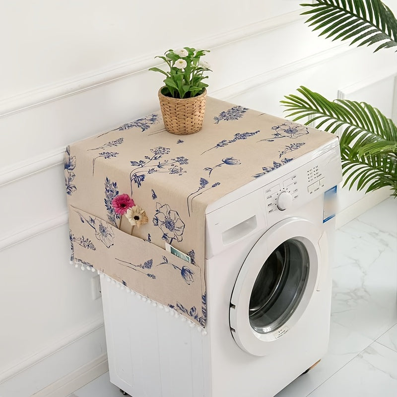 Gray Polyester Geometric Appliance Cover for Refrigerator and Washing Machine Dustproof