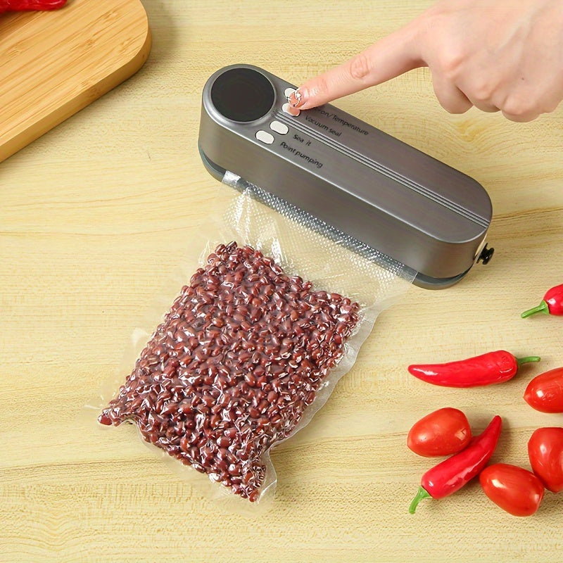 Compact USB rechargeable vacuum sealer for kitchen and picnics