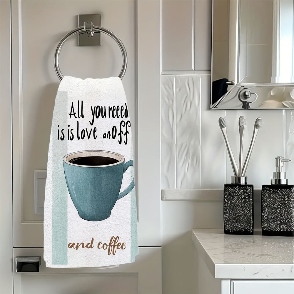 Set of 2 Ultra-Soft Absorbent Kitchen Towels with Love and Coffee Prints 40x60 cm