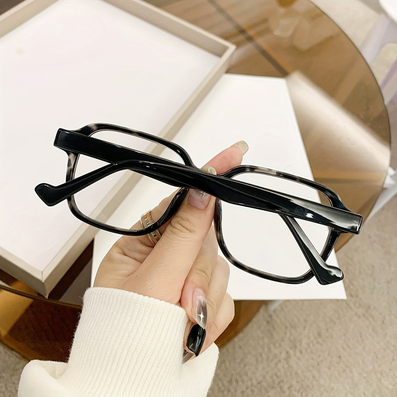 Унисекс ретро очки с квадратной оправой из черепахового пластика с прозрачными линзами