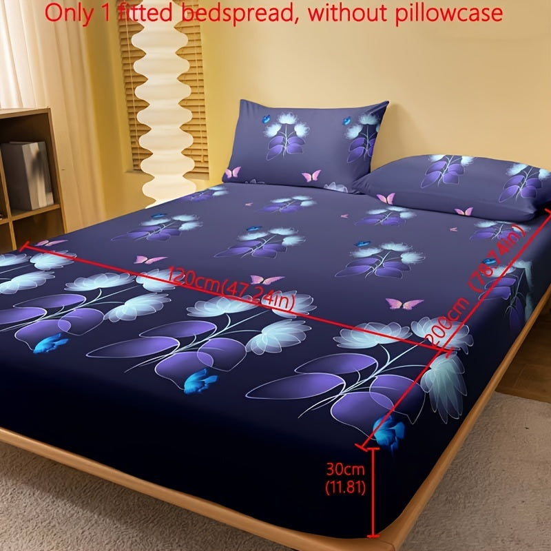 Butterfly Floral Print Fitted Sheet Soft Cozy Bedding Deep Pocket Mattress Protector