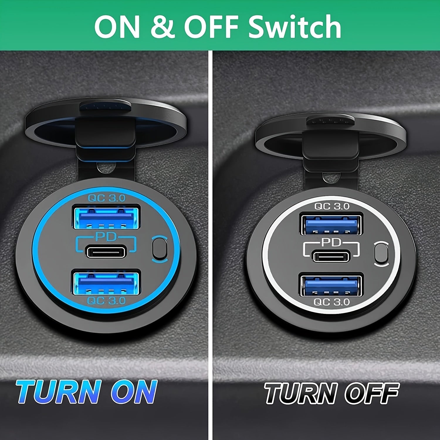 3-In-1 Car Charger USB C QC3.0 PD3.0 Fast Charge 12V 24V Adapter