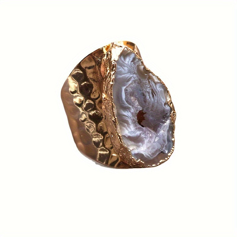 Adjustable Bohemian Agate Stone Ring for Women Casual Holiday Gift