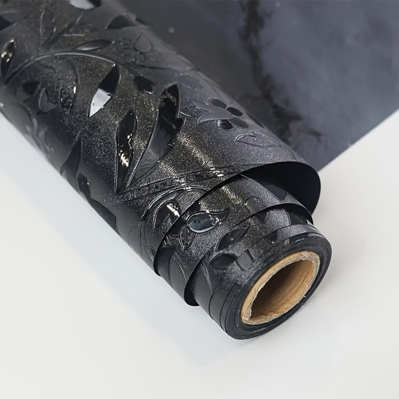 Black Tulip Style Glass Privacy Window Film 300cm x 45cm Plastic Non-Transparent