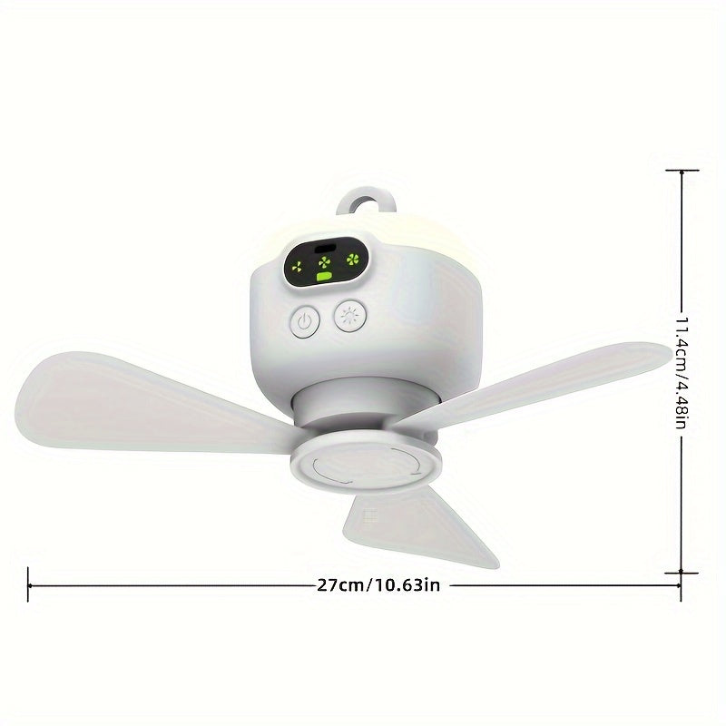 Rechargeable Camping Fan with Night Light, High Velocity, 3 Speed Settings, 12-Hour Battery Life