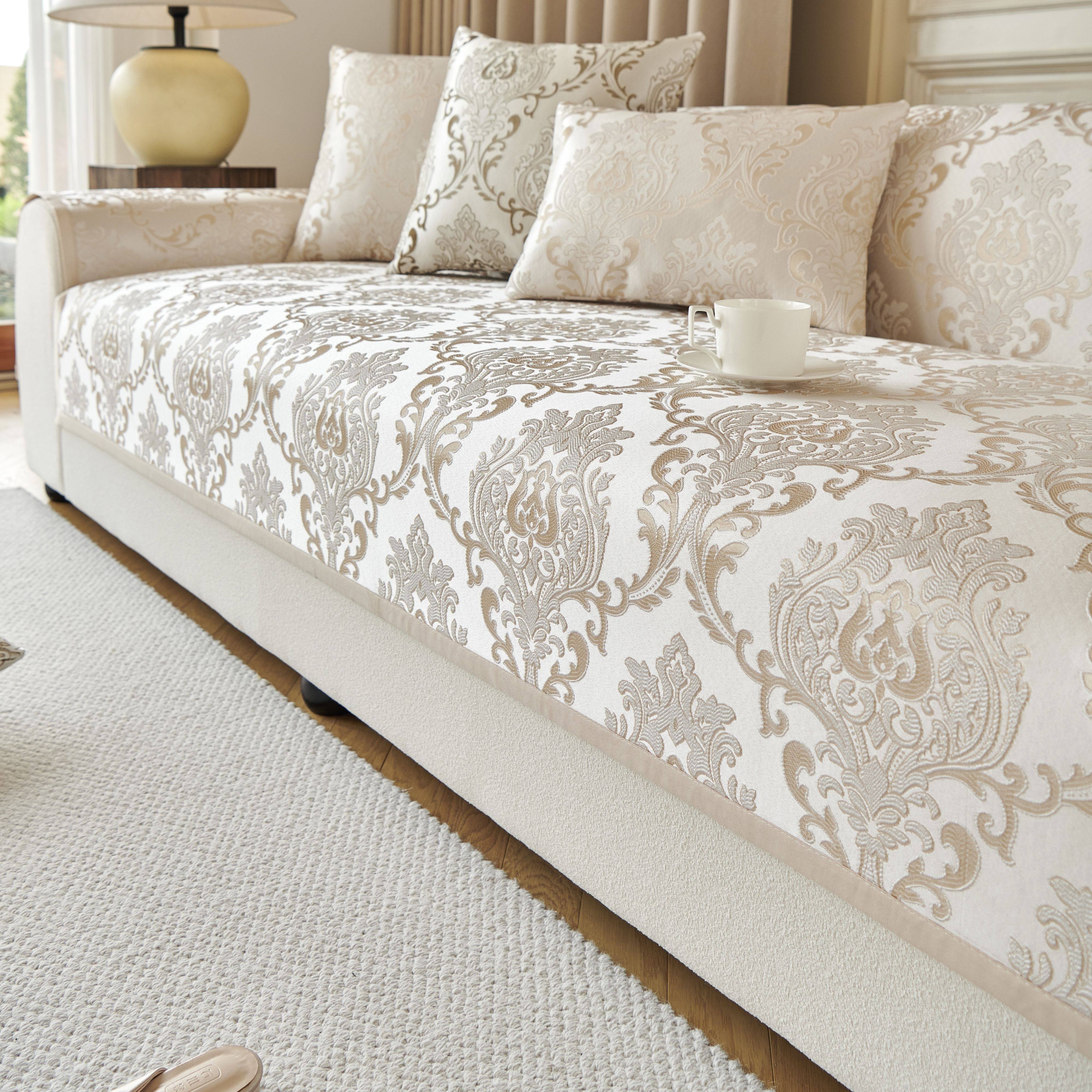 Серый цветочный чехол на диван для 1-4 мест, безопасный для домашних животных, нескользящий, моющийся в машине, из шенилла жаккарда, современный