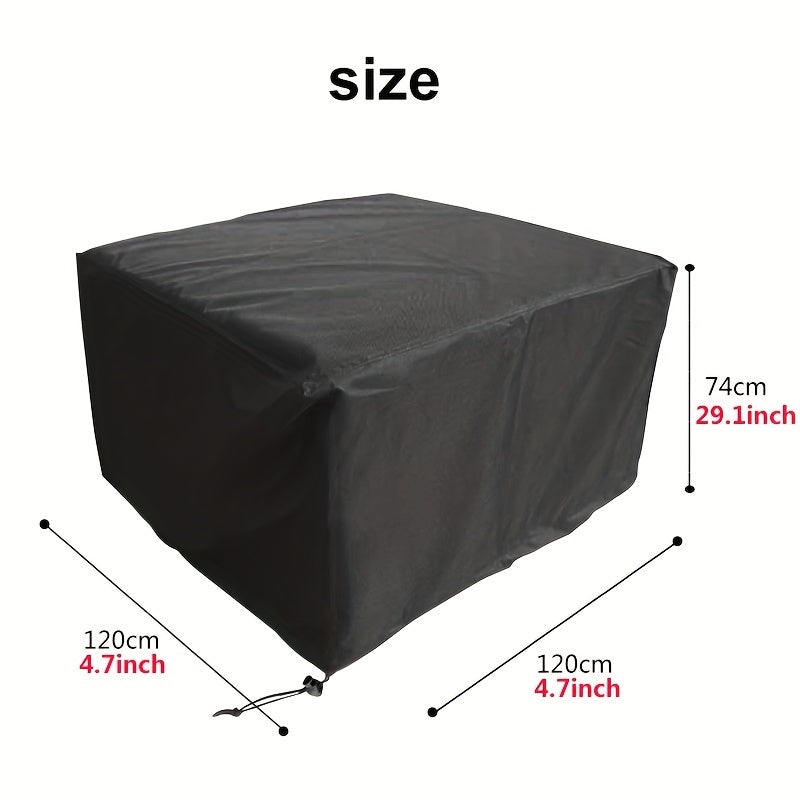 Durable 210D Oxford Cloth Garden Furniture Cover Black Elastic Fasteners Waterproof UV Protection