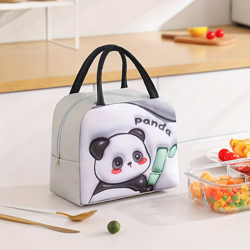 Cartoon Animal Print Lunch Bag Insulated Waterproof Polyester for Students Office