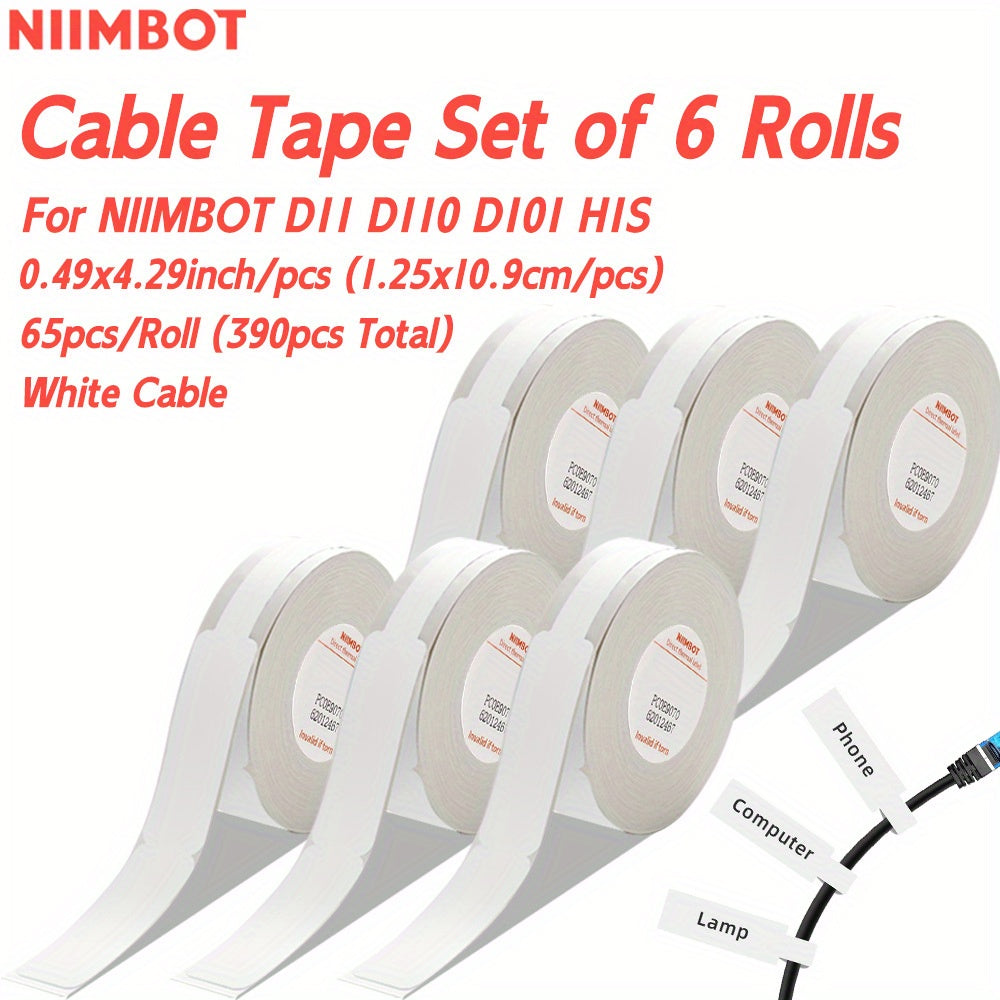 Thermal Label Tape Set 6 Rolls for D11 D110 D101 H1S Printers 1.19x10.9cm White Labels
