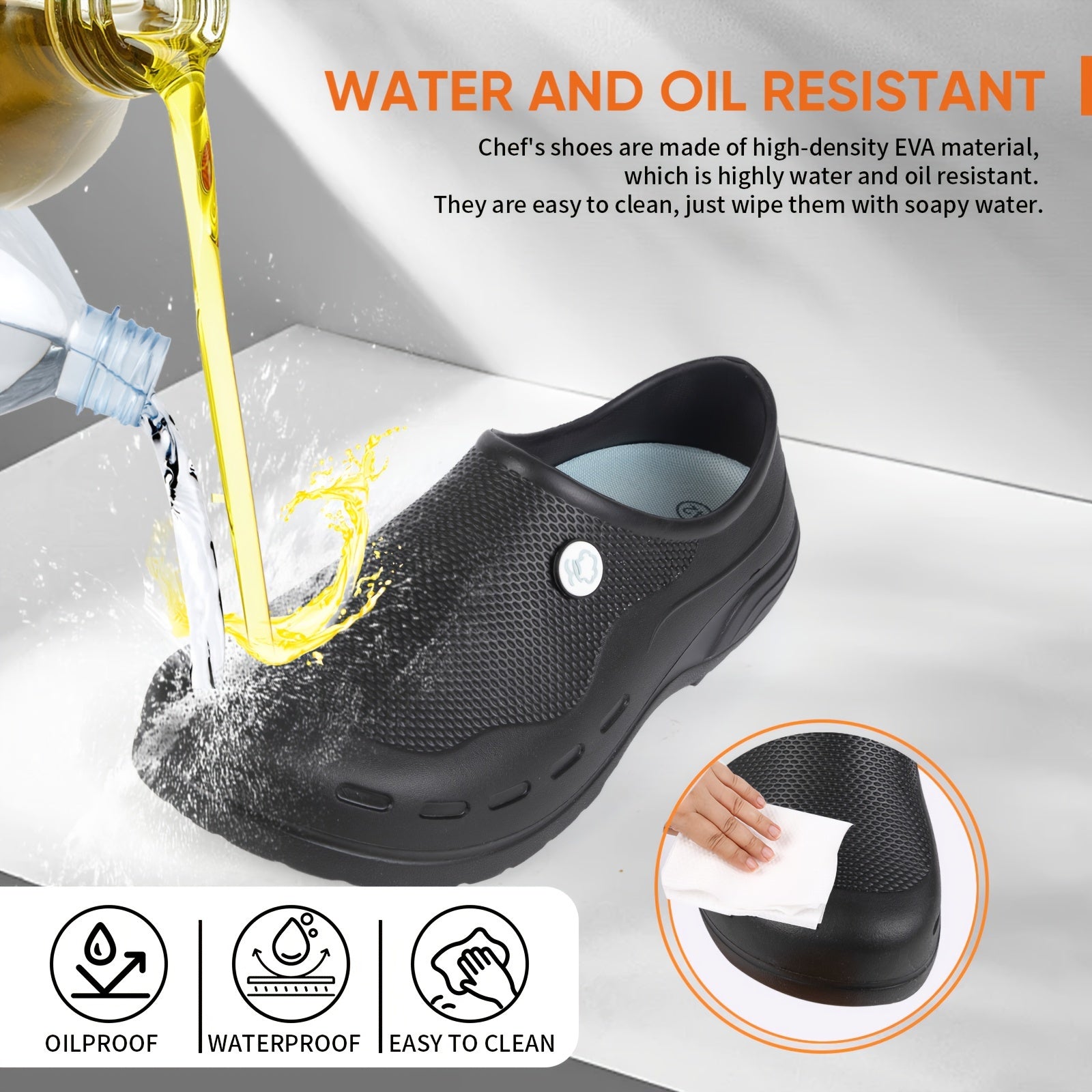 Women's EVA Waterproof Anti Slip Chef Shoes with Oil Resistance and Lightweight Design