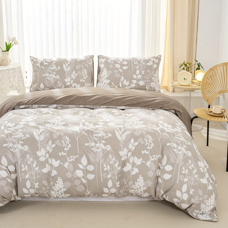 Duvet Cover Set with Retro Floral Print 3 Pieces Soft Breathable Bedding for Bedroom