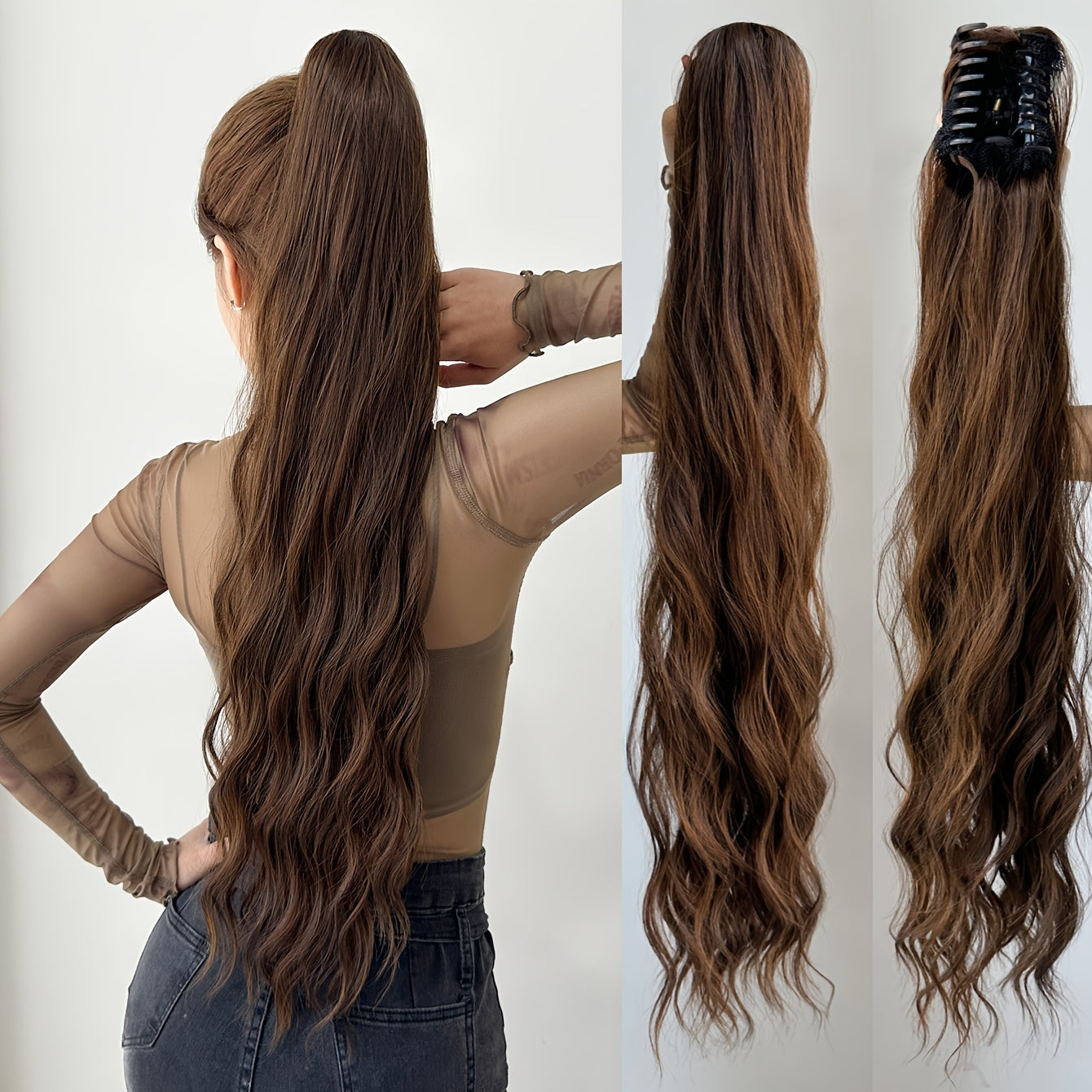 Ombre Water Wave Synthetic Ponytail Hair Extension for Women 81.28cm Heat Resistant