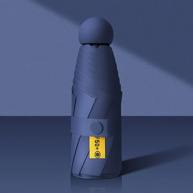 Women's Compact 5-Fold Umbrella Sun-Resistant Fabric 6-Rib Manual Open Plastic Handle