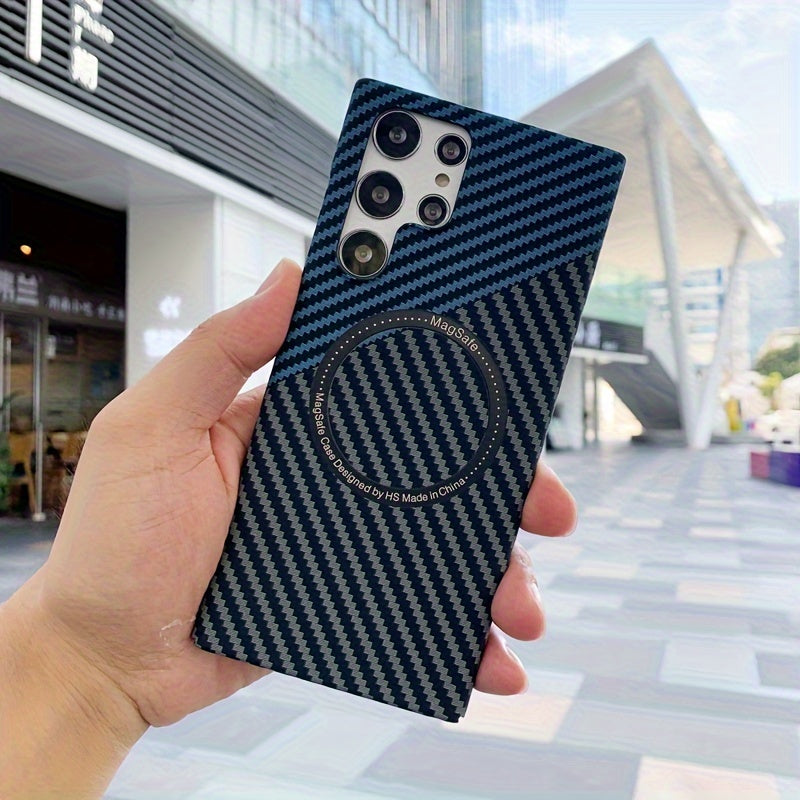 Ultra Slim Carbon Fiber Texture Phone Case for Galaxy S22 Ultra S23 Ultra S24 Ultra with Matte Ring Armor