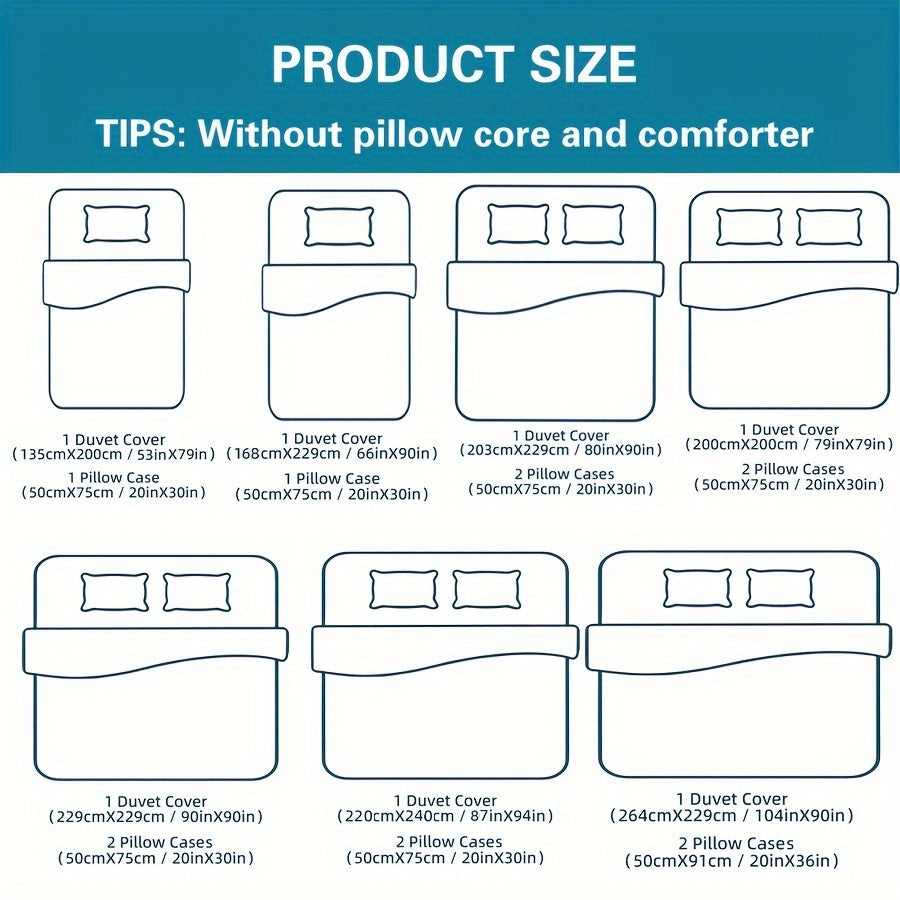 Flower Duvet Cover Set 2/3 Pieces All-Season Washable Skin-Friendly Bedding