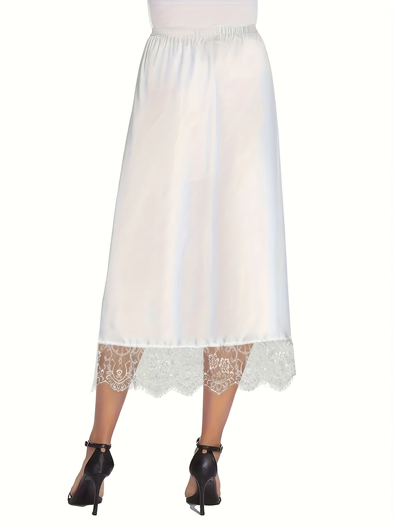 Women's White Lace Midi Skirt Floral Pattern A-Line Lightweight Polyester
