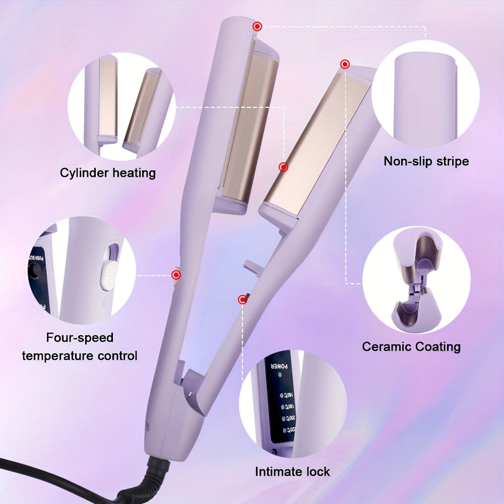 Curling Iron with 2 Barrel Ionic Waver Quick Heating Wand for Wide Deep Waves