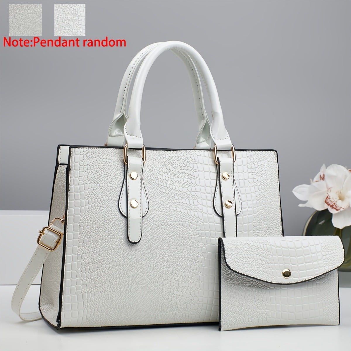 Ayollar uchun 2 ta krokodil naqshidagi sumka to'plami, yuqori sifatli kumush hamyon va rivet bezakli porloq charm to'plam sumkasi bilan birga. 14-fevral kuni sovg'a, ish va dam olish uchun mukammal.