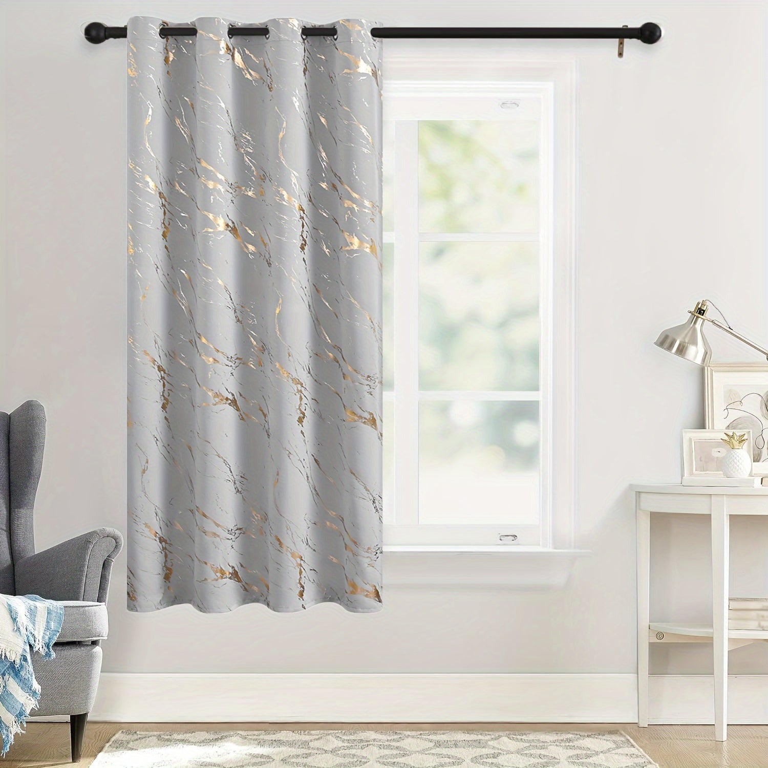 Grey Marble Pattern Curtain for Bedroom Living Room Office Kitchen Modern Classic European Style