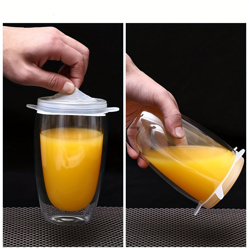 Silicone Stretch Lids 6-Pack Reusable Food Covers for Bowls Plates and Pots