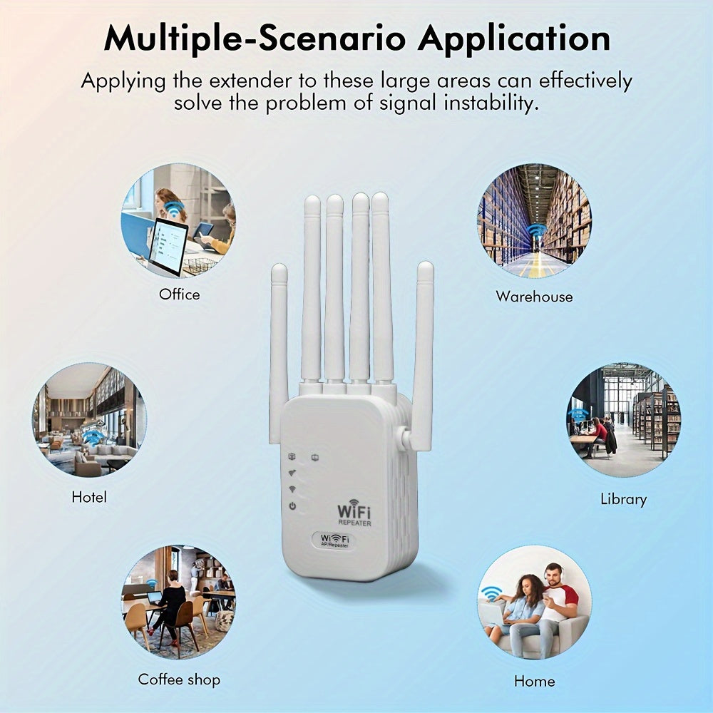 WiFi Extender 2.4GHz Signal Booster with Ethernet Port European Plug Repeater Mode