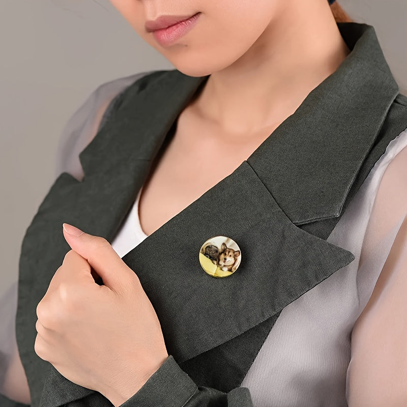 Broche personalizado en forma de corazón para parejas con fotos personalizadas, regalo para la familia