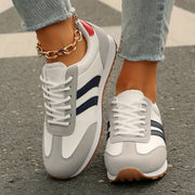 Women’s Breathable Canvas Casual Sneakers Low Top Lace-Up Walking Shoes