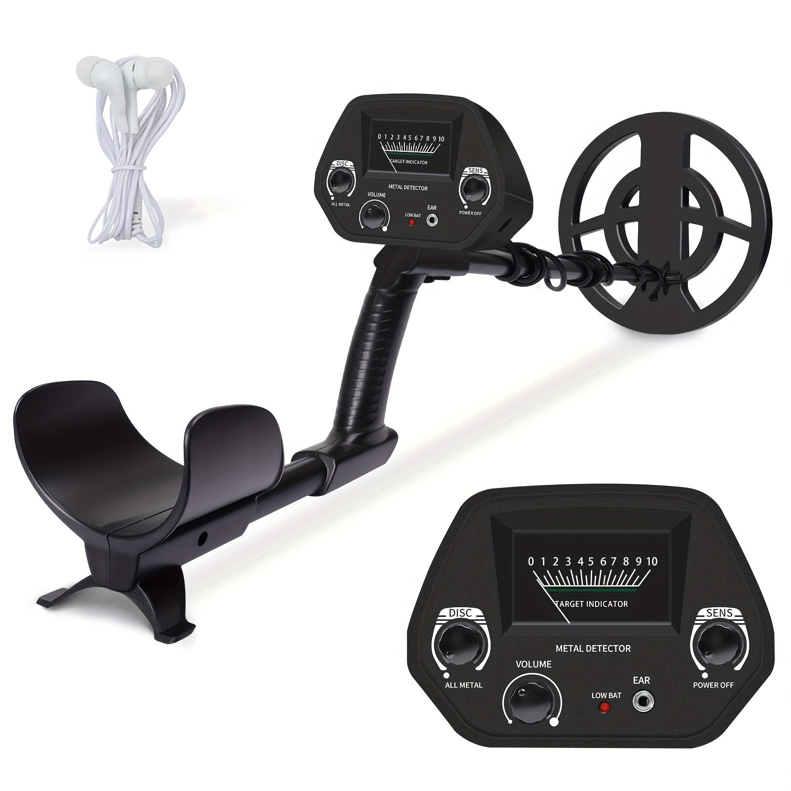 Adult Metal Detector with 8-Inch Coil, Adjustable Sensitivity for Treasure Hunting