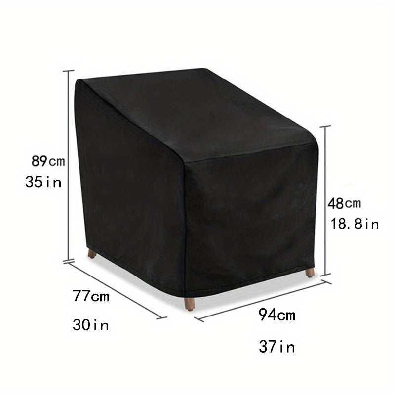 Funda para silla de jardín impermeable para exteriores, negra, de nylon, con cordón, para patio y balcón, resistente a todas las condiciones climáticas